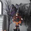 Standing Gnome With Banner & Spring Body, For Halloween Decor - Black / Orange / White - Image 9
