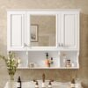 Wall Mounted Bathroom Medicine Cabinet, Modern Bathroom Wall Cabinet With Mirror, Mirror Cabinet With Open Shelves - White - Image 21