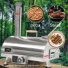 Pizza Oven Outdoor 12" Automatic Rotatable Pizza Ovens Portable Stainless Steel Wood Fired Pizza Oven Pizza Maker With Built-In Thermometer Pizza Cutter Carry Bag - Silver - Image 15