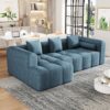 Sectional Sofa Full Compressed Sofa Modular Sofa Couch Free Combined Sofa With Deep Seating And 2 Side Pockets For Living Room - Blue - Image 9