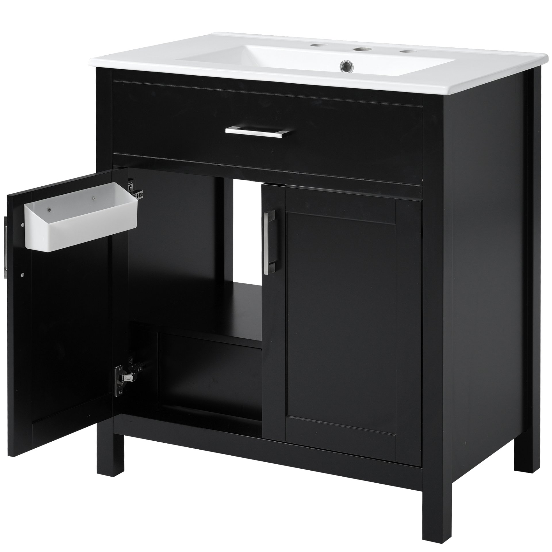 Bathroom Vanity With Sink And Ample Storage, Rectangular Undermount Sink - Black - Image 13