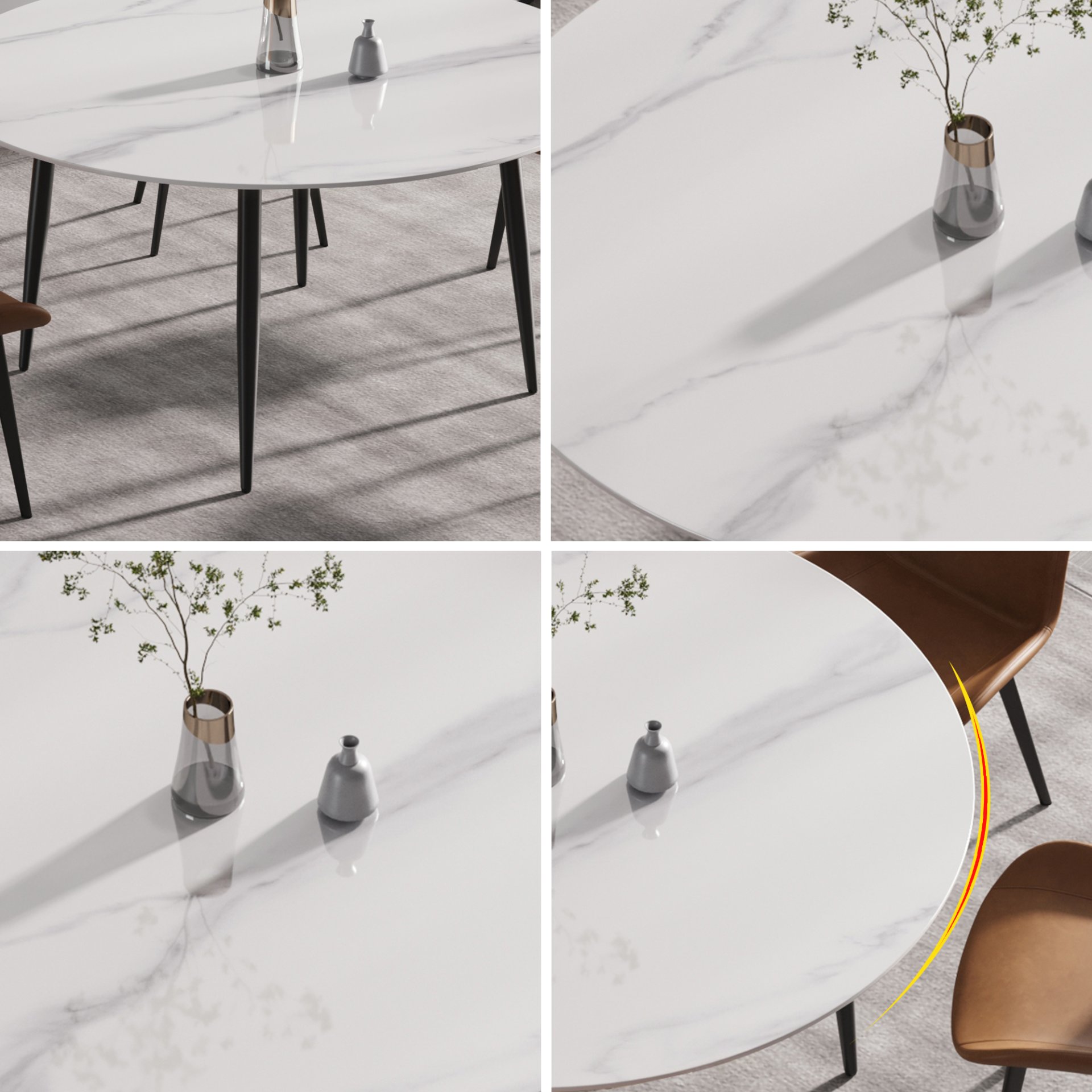 Round Dining Table, Position For 6 People - White / Black - Image 10