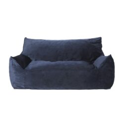 Fila - Velveteen 2 Seater Oversized Bean Bag Chair With Armrests - Dark Blue
