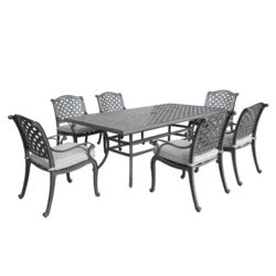 Outdoor 7 Piece Aluminum Dining Set With Cushion - Golden Gauze