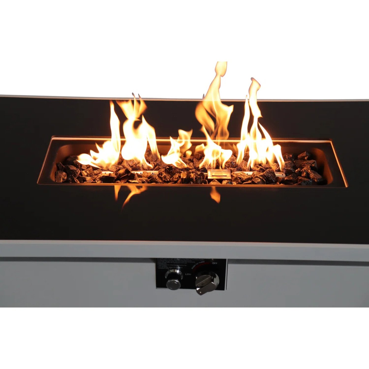 Outdoor 43" Rectangular Fire Pit Table With Adjustable Flame Control - White - Image 5