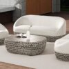 Willow - Oval Patio Coffee Table - Light Beige - Image 4