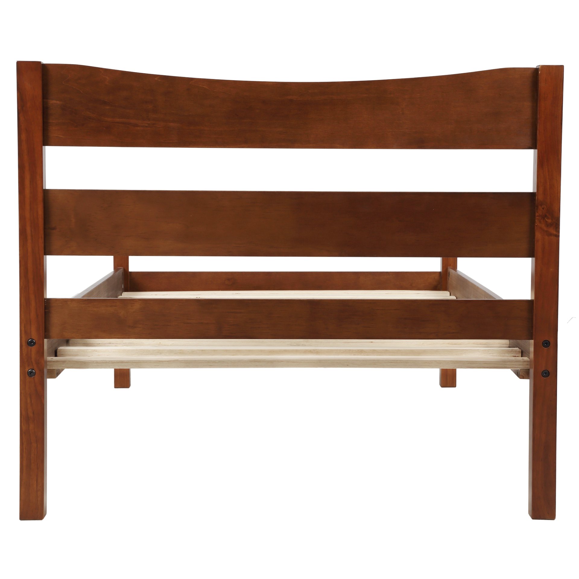 Twin Size Platform Bed With Headboard And Slat Support - Walnut - Image 9