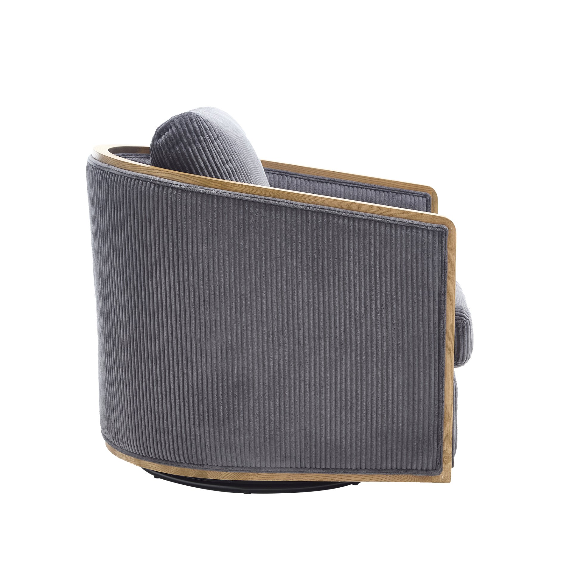 Corduroy Swivel Barrel Chair, Comfortable Accent Sofa, 360 Degree Swivel - Dark Gray - Image 17