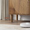 Buffet Cabinet With Line Groove Design, Sideboard Buffet Cabinet With Storage, Multifunctional Accent Cabinet For Living Room, Entryway, Hallway, Office, Kitchen - Brown - Image 7