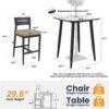 5 Pieces Outdoor Patio Bar Set, Rounded Square Table & 4 Bar Stools - Ember Black / Linen Sesame - Image 3