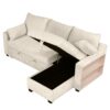 Pull Out Sleeper Sofa L-Shaped Couch Convertible Sofa Bed With Storage Chaise, Storage Racks And USB Ports - Beige - Image 19