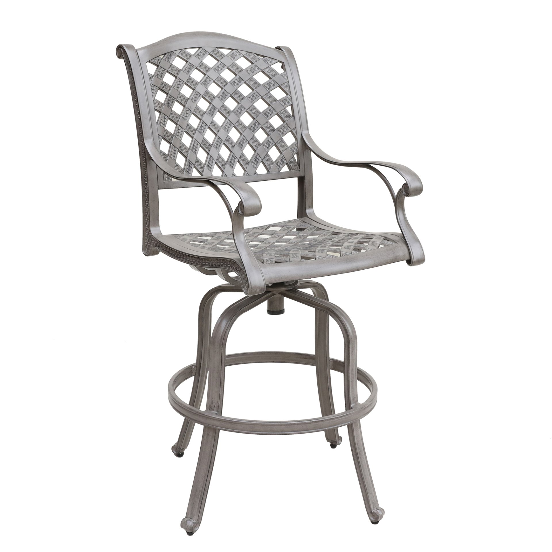 Cast Aluminum Bar Stool With Cushion (Set of 2) - Gray - Image 3