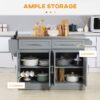 Homcom - Rolling Kitchen Island With Storage, Portable Kitchen Cart With Stainless Steel Top, 2 Drawers, Spice, Knife And Towel Rack And Cabinets - Gray - Image 4