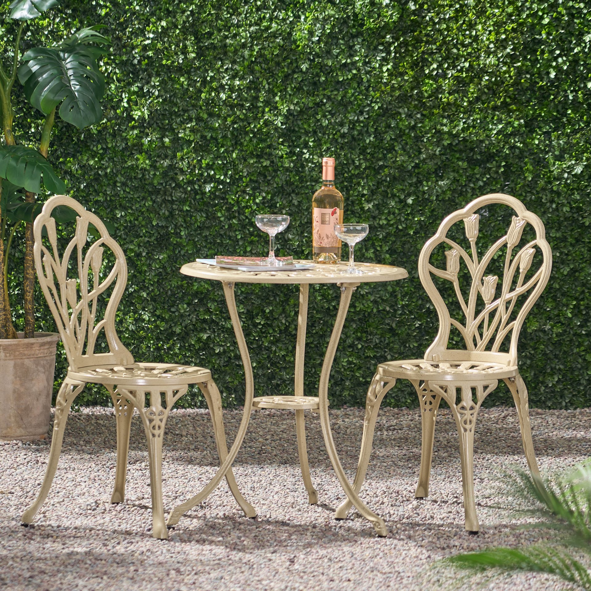 Nassau - Cast 3 Pieces Bistro Set - Sand - Image 3