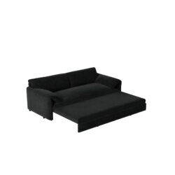 Queen Pull Out Sofa Bed, 3 In 1 Convertible Sleeper Sofa With Side Storage Multifunctional Velvet Loveseat Bed For Living Room - Black