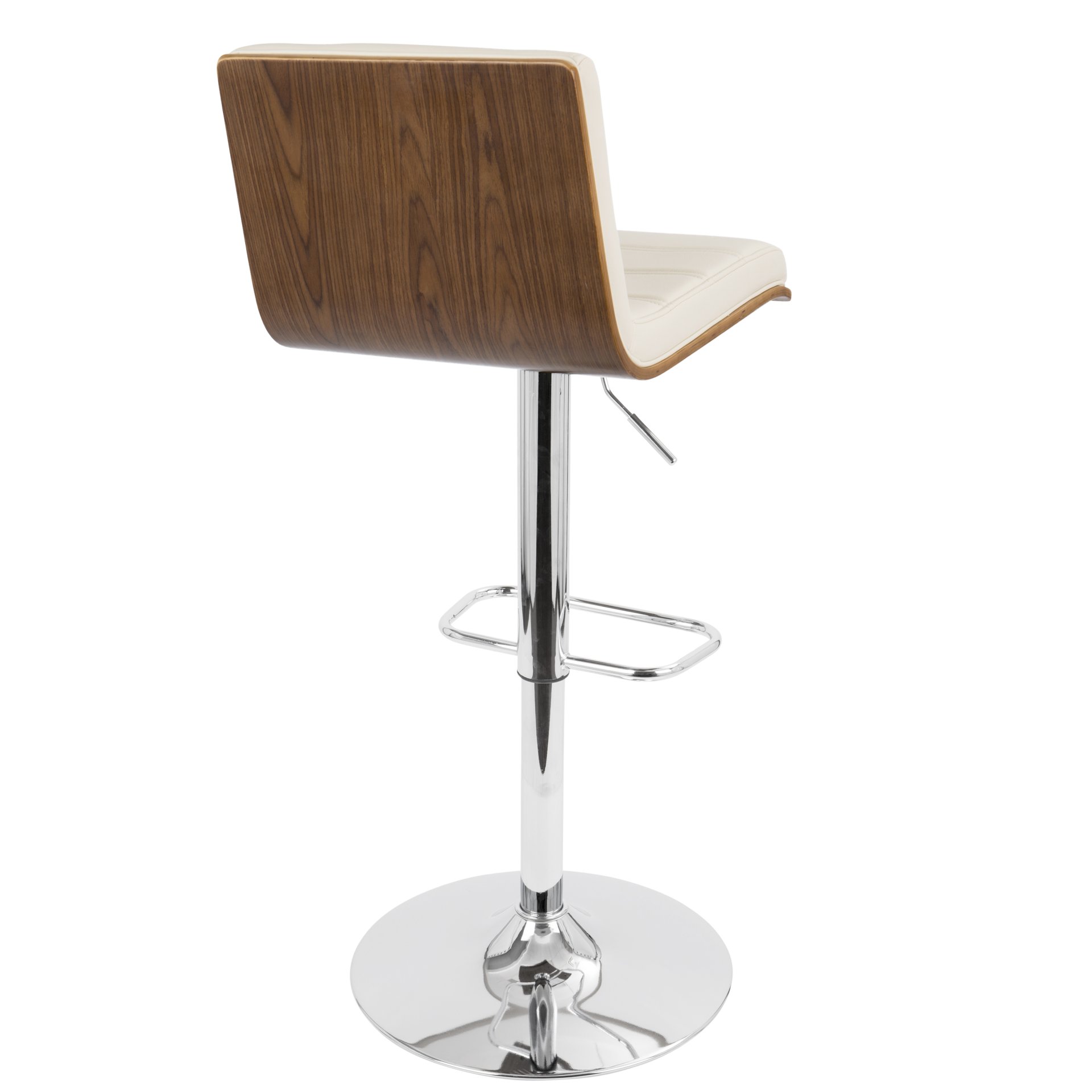 Vasari - Mid-Century Modern Adjustable Barstool With Swivel - Walnut / Cream - Image 4