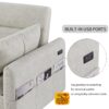 Pull Out Sleep Sofa Bed Loveseats Sofa Couch With Adjsutable Backrest, Storage Pockets, 2 Soft Pillows, USB Ports For Living Room, Bedroom, Apartment, Office - Beige - Image 4