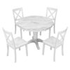 5 Pieces Dining Table And Chairs Set For 4 Persons, Kitchen Room Solid Wood Table With 4 Chairs - White - Image 12