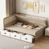 Full Size Daybed With 3 Drawers And 3 Storage Compartments - Nature / Beige - Image 13