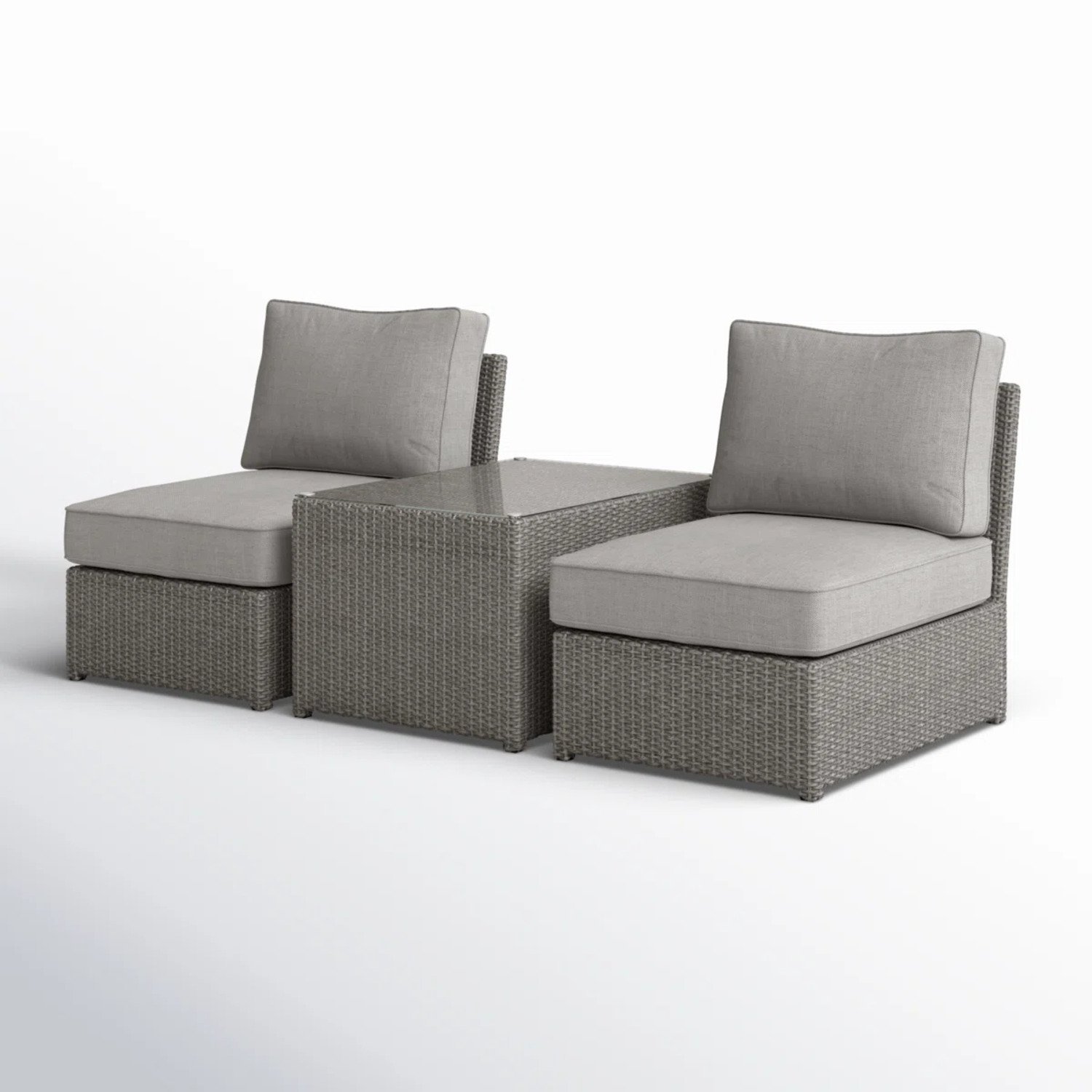 Outdoor Seating Set With Cushions, 2 Piece - Gray Mix - Image 5