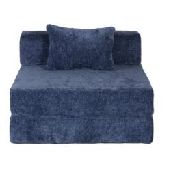 Convertible Floor Sofa Bed With Fixed Shape Frame For Living Room - Dark Blue