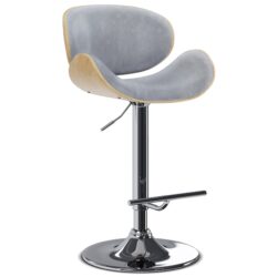 Marana - Bentwood Adjustable Swivel Bar Stool - Stone Gray / Light Brown