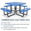 Square Outdoor Steel Picnic Table With Umbrella Pole - Blue - Image 3