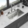 33" Drop In Kitchen Sink Single Bowl 16 Gauge Stainless Steel Ledge Workstation - Black - Image 5
