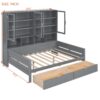 Full Size Daybed With Glass Door Storage Cabinets, Built In LED Lighting And Shelves - Gray - Image 25