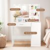 Vanity Desk With Mirror And Adjustable LED Lights, 3 Lighting Modes, Drawer And Storage Cabinet - White - Image 13