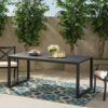 Modern Outdoor Dining Table With, Slatted Top, And U Shaped Legs - Black - Image 4