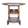Wood And Aluminum Bar Cart With 2 Shelves - Oak / Silver - Image 4