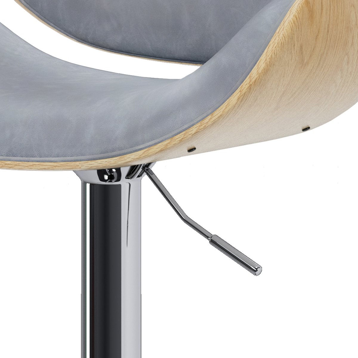 Marana - Bentwood Adjustable Swivel Bar Stool - Stone Gray / Light Brown - Image 6