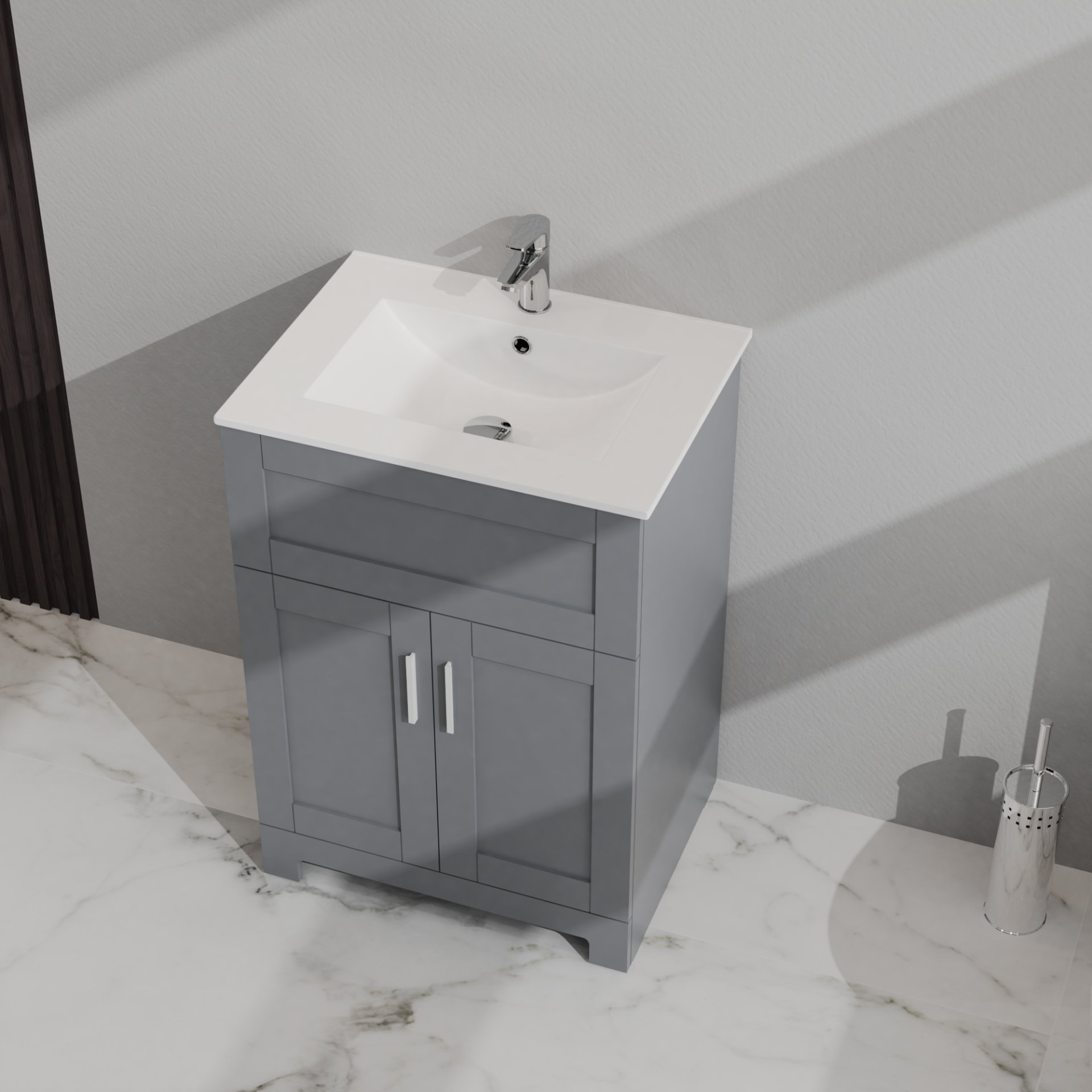 Bathroom Sink Vanity Laundry Utility Cabinet - Gray - Image 3