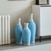 Desktop Vase, Classic And Neat Floor Vase, High Independent Flower Stand, Home Decoration Flower Stand (Set of 3) - White / Blue - Image 12