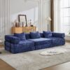 Convertible Floor Sofa Bed With Fixed Shape Frame, Boneless Modular Sectional Sofa, For Living Room - Dark Blue - Image 2