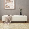 Elegant Ottoman Upholstered Footrest With Durable Polyester Blend And Solid Frame - White - Image 7
