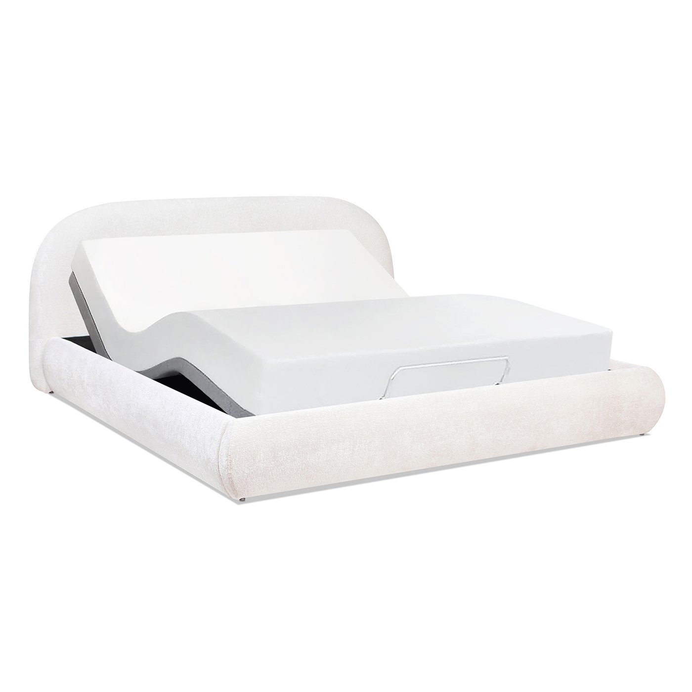 Archie Puffy Grounded - King Upholstered Platform Bed - Almond White - Image 5