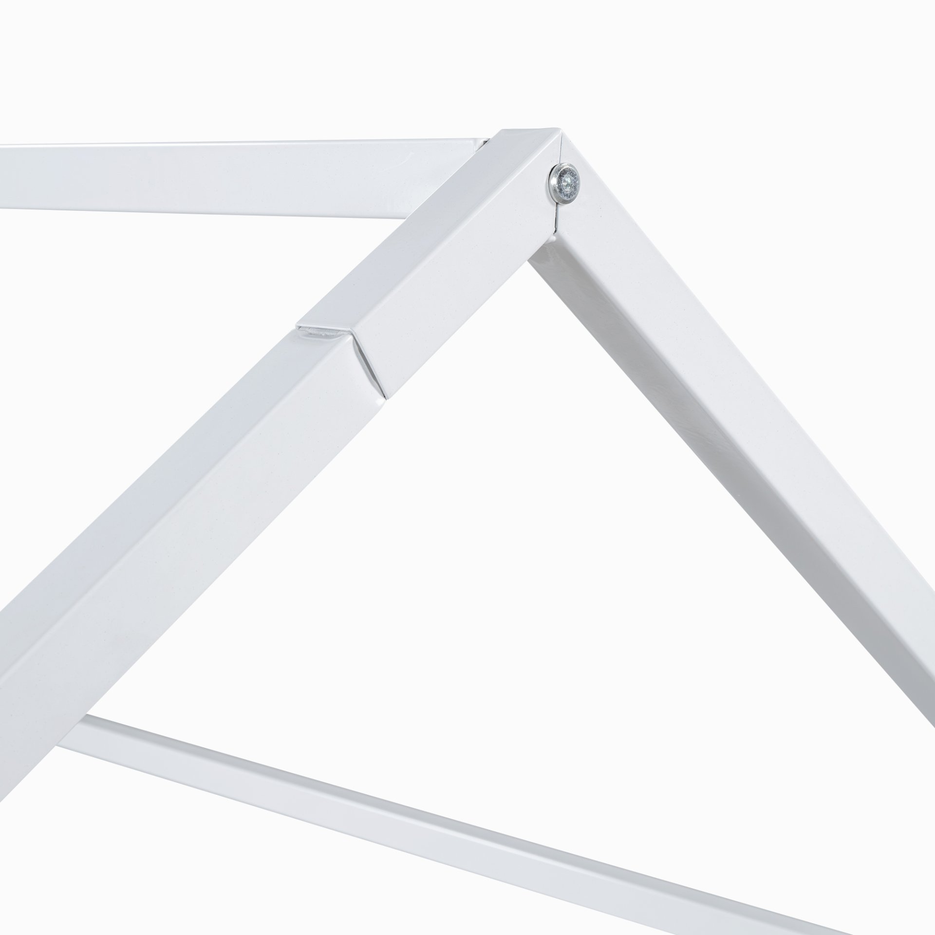 Full Size Metal House Bed With Fence And Door - White - Image 16