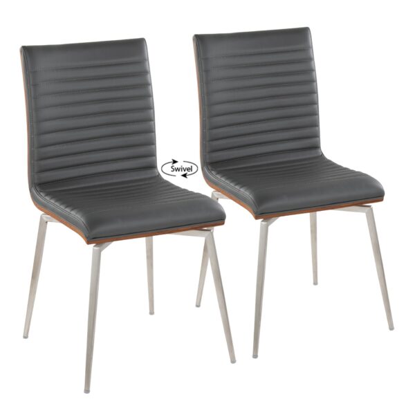 Mason - Contemporary Dining Chair With Swivel (Set of 2) - Walnut / Gray