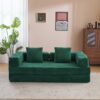 Floor Couch, Compression Sofa, Convertible Floor Sofa Bed With Pillow Back Support Armrest - Dark Green - Image 10