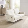 Mid Century Modern Loveseat Sofa With USB, Removable Pillow Cover - Beige - Image 9