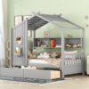 Twin Size House Bed With 2 Drawers, Kids Bed With Storage Shelf - Gray - Image 17