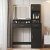 Vanity Desk With Mirror And LED Light Strip, Dressing Table With Large Drawer, 3 Level Storage Dresser & 3 Lighting Modes Adjustable Brightness, Suitable For Bedroom - Black - Image 2