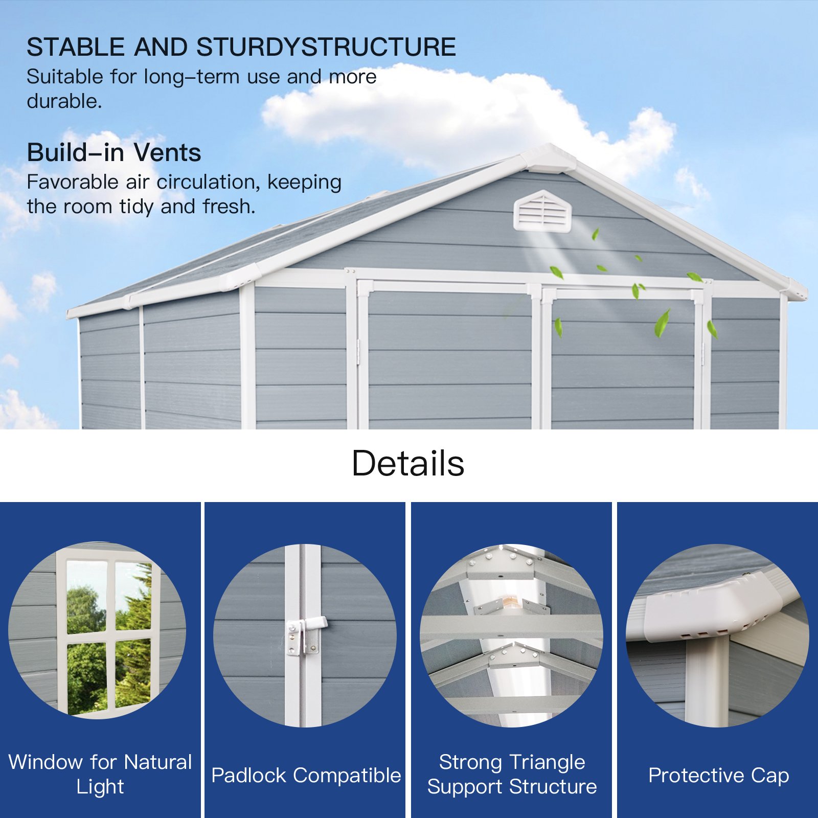 6X8Ft Resin Outdoor Storage Shed Kit-Perfect To Store Patio Furniture - Gray - Image 6
