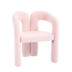 Contemporary Designed Velvet Upholstered Accent / Dining Chair With Armrests - Pink