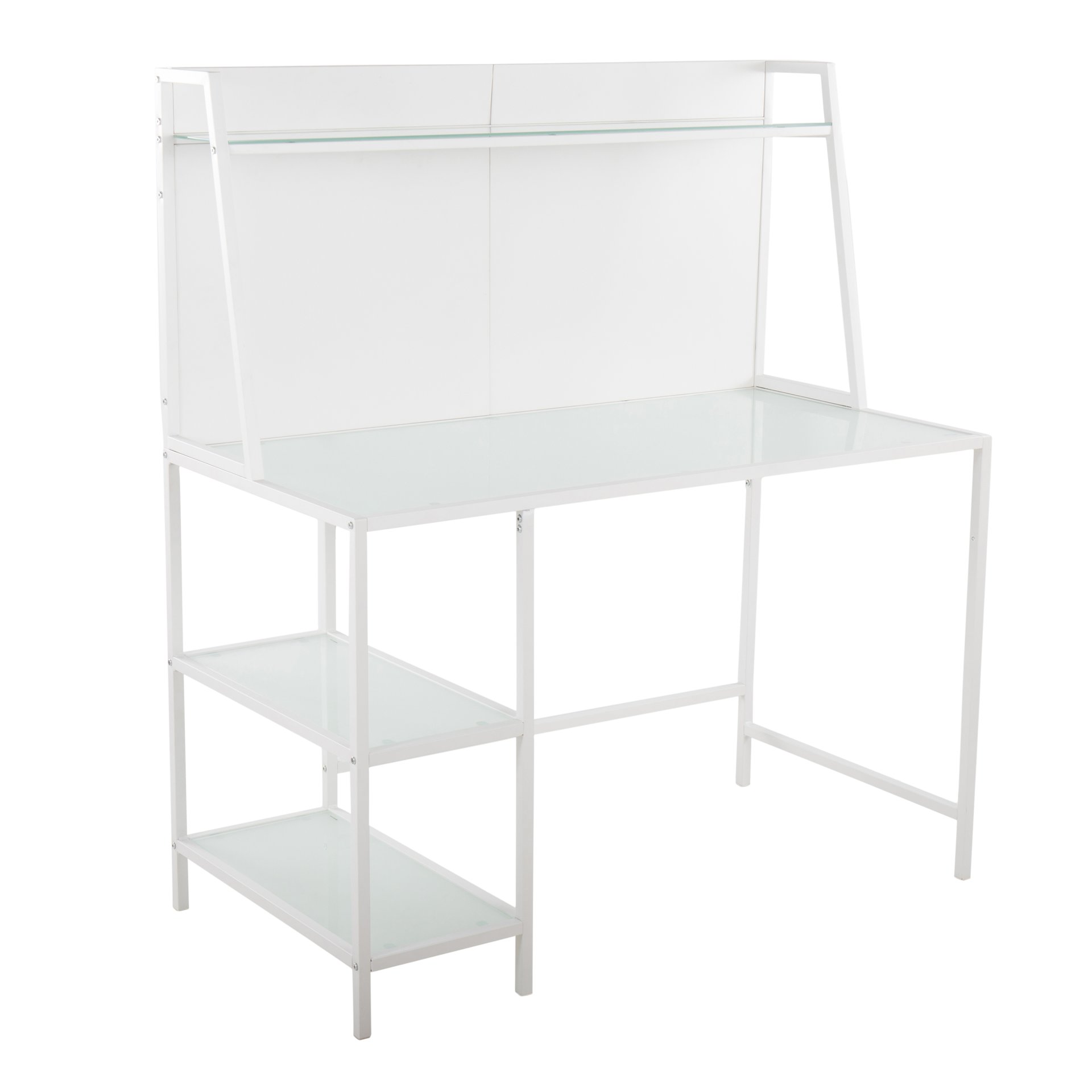 Geo - Tier Contemporary Desk - White / Frosted - Image 2