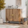 Buffet Cabinet With Line Groove Design, Sideboard Buffet Cabinet With Storage, Multifunctional Accent Cabinet For Living Room, Entryway, Hallway, Office, Kitchen - Brown - Image 4