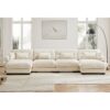 Modern Velvet U Shaped Sectional Sofa With Movable Ottomans Upholstered 4 Seater With Bolstered Armrests And Pillows - Cream - Image 10