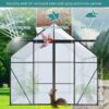 Double Door Polycarbonate Greenhouse Raised Base And Anchor Aluminum Heavy Duty Walk In Greenhouses For Outdoor Backyard In All Season - Black - Image 7